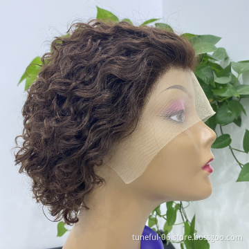 2021 Wholesales 12a Grade Funmi SDD Super Double Drawn Pixie Cut Short Wigs With Bang Human Hair Rose Curl for black woman